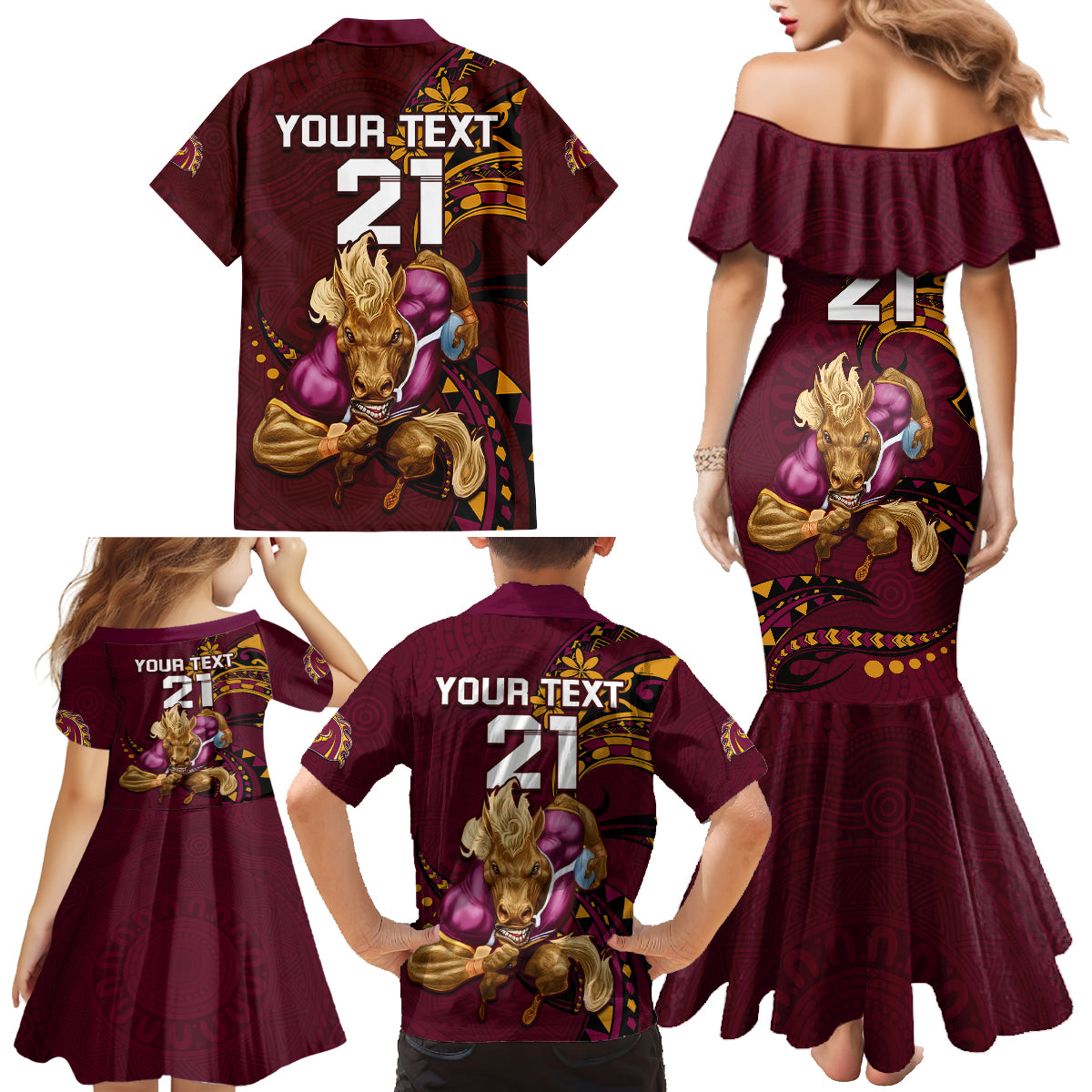 custom-nrl-broncos-premiers-family-matching-mermaid-dress-and-hawaiian-shirt-mascot-with-polynesian-pattern-version-2023