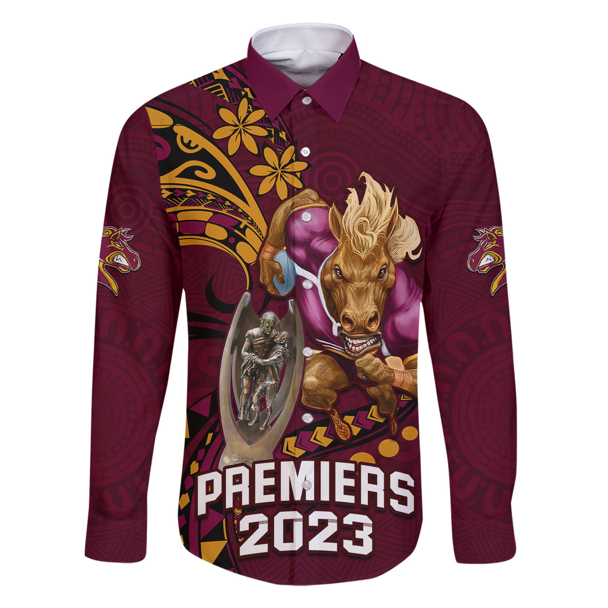 custom-nrl-broncos-premiers-family-matching-mermaid-dress-and-hawaiian-shirt-mascot-with-polynesian-pattern-version-2023