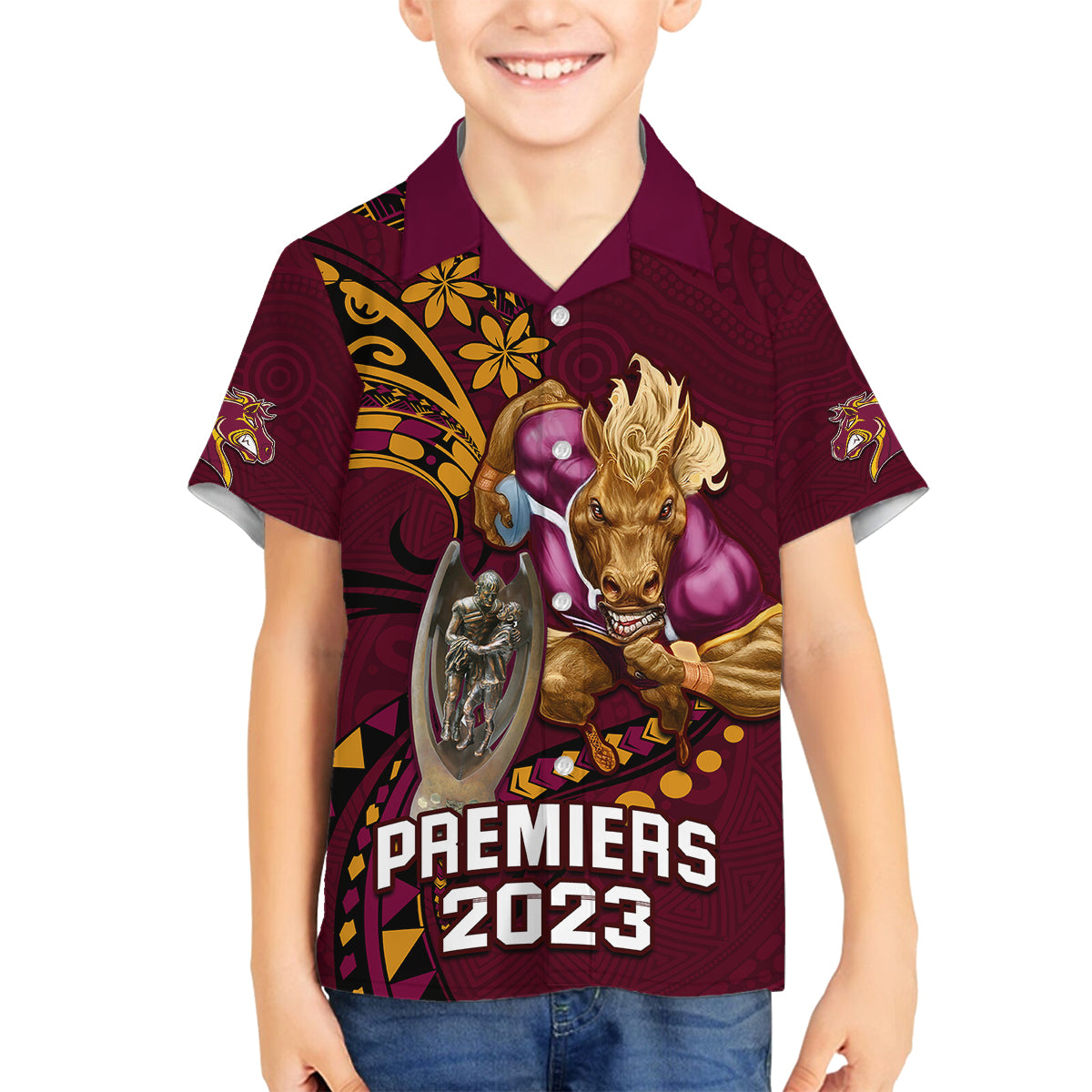 custom-nrl-broncos-premiers-family-matching-mermaid-dress-and-hawaiian-shirt-mascot-with-polynesian-pattern-version-2023