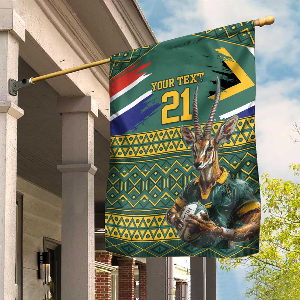 Custom South Africa Rugby Bokke Mascot Garden Flag With Flag Style - Vibe Hoodie Shop