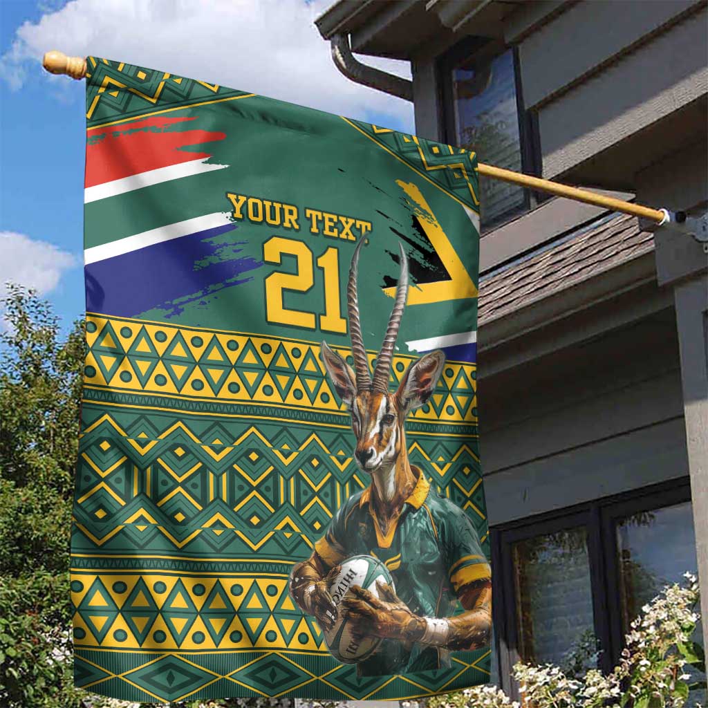 Custom South Africa Rugby Bokke Mascot Garden Flag With Flag Style - Vibe Hoodie Shop