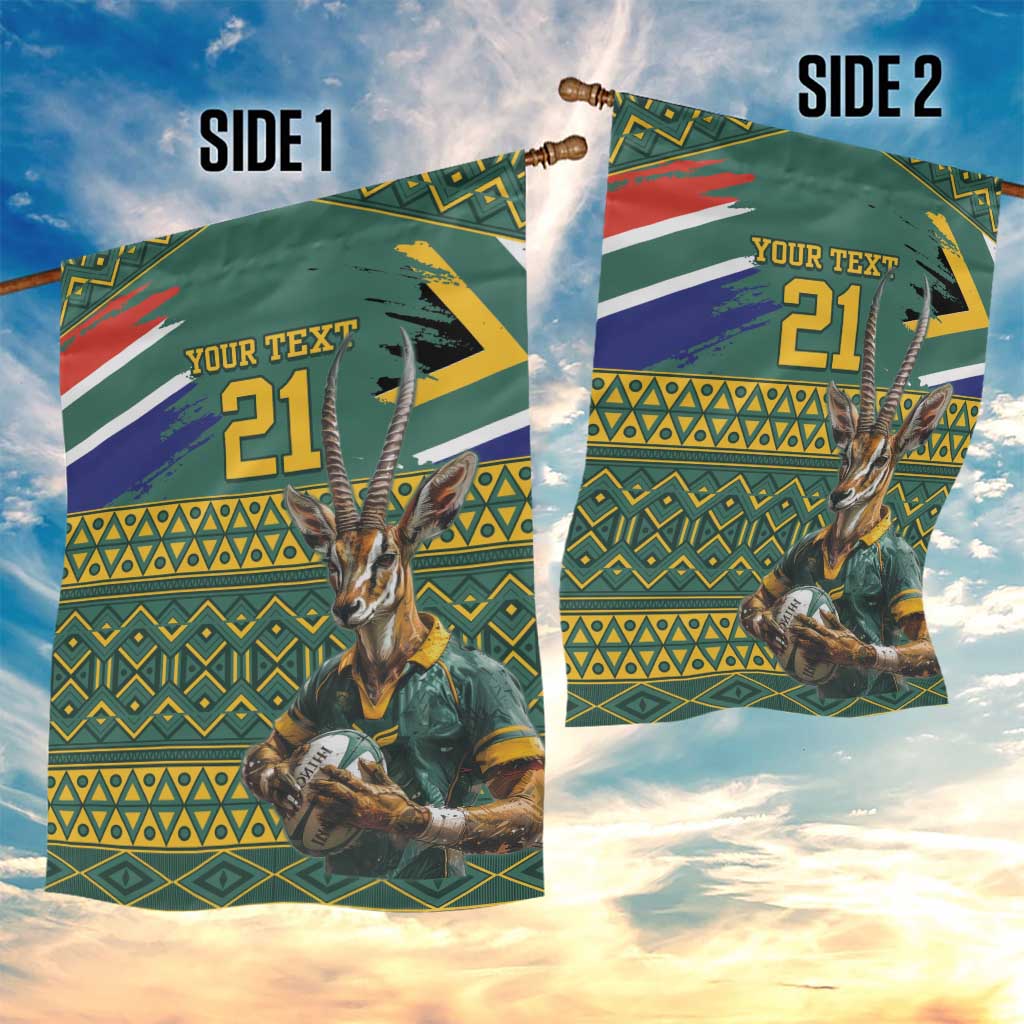 Custom South Africa Rugby Bokke Mascot Garden Flag With Flag Style - Vibe Hoodie Shop