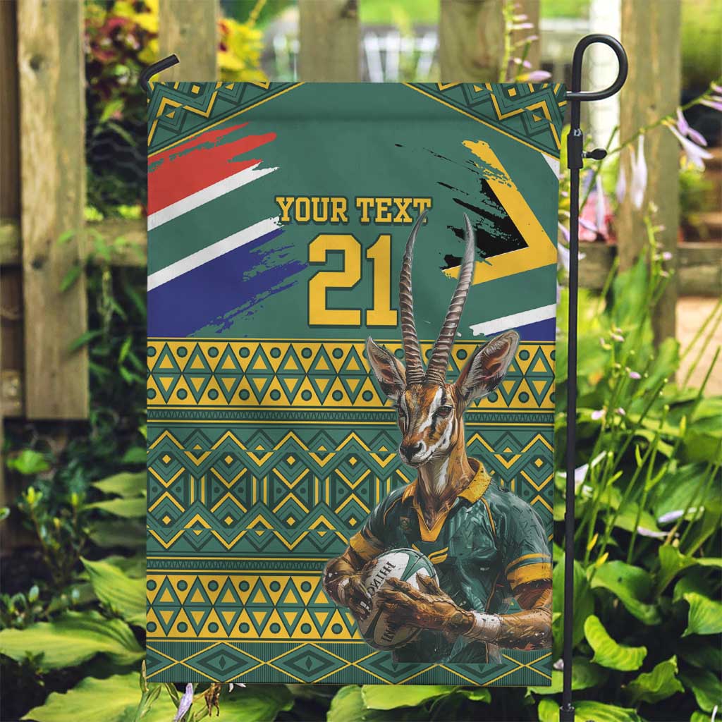 Custom South Africa Rugby Bokke Mascot Garden Flag With Flag Style - Vibe Hoodie Shop