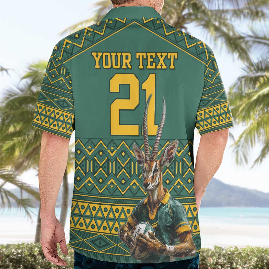 Custom South Africa Rugby Bokke Mascot Hawaiian Shirt With Flag Style - Vibe Hoodie Shop