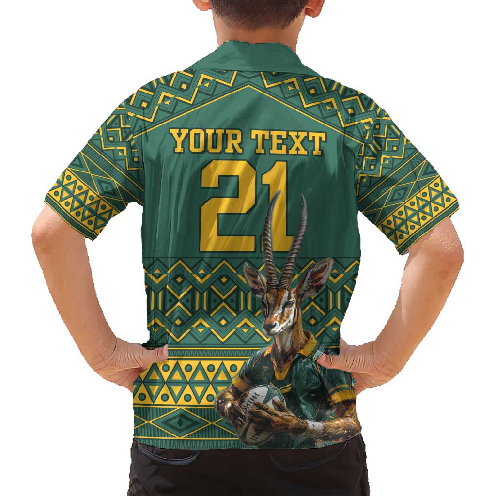 Custom South Africa Rugby Bokke Mascot Hawaiian Shirt With Flag Style - Vibe Hoodie Shop