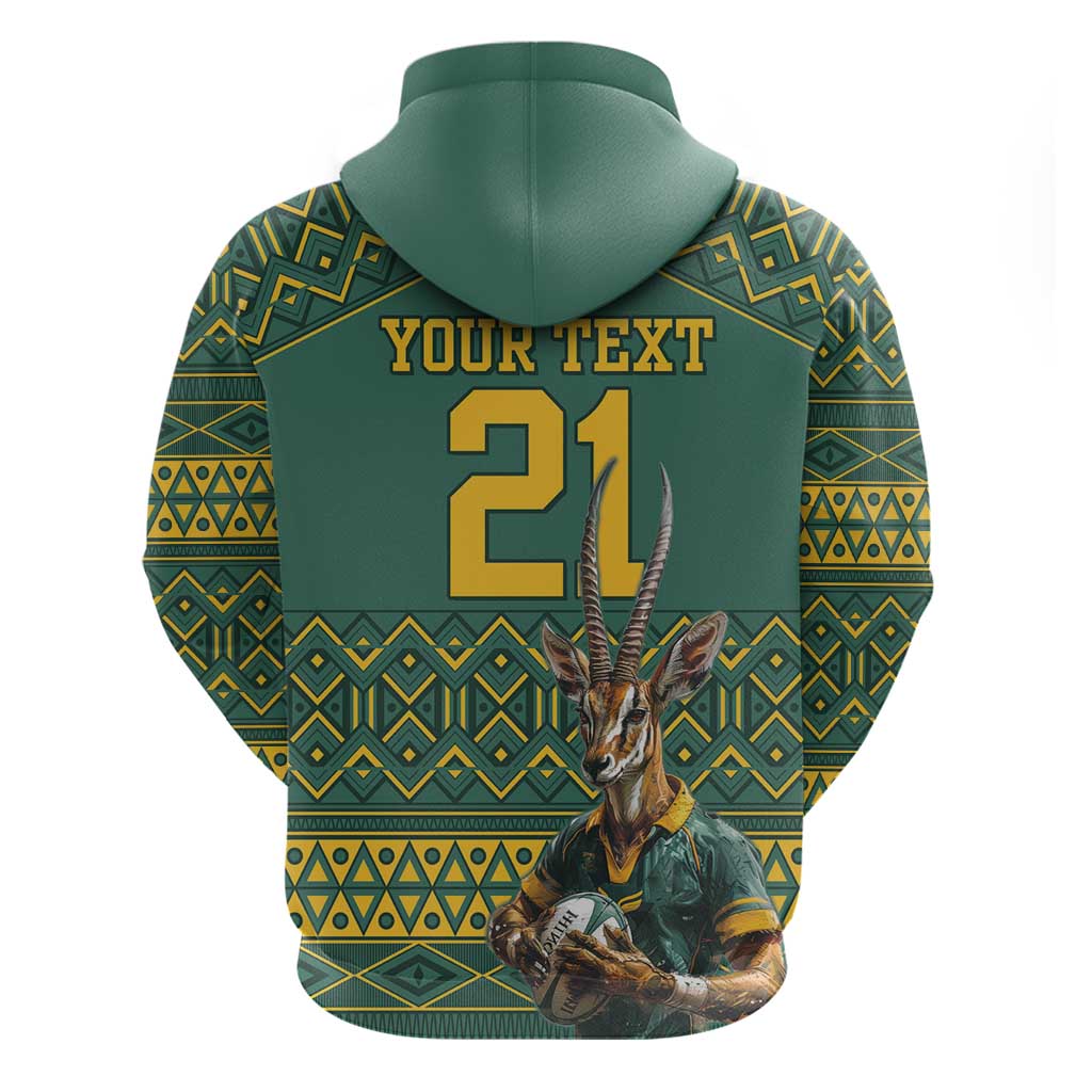 Custom South Africa Rugby Bokke Mascot Hoodie With Flag Style LT9 - Vibe Hoodie Shop