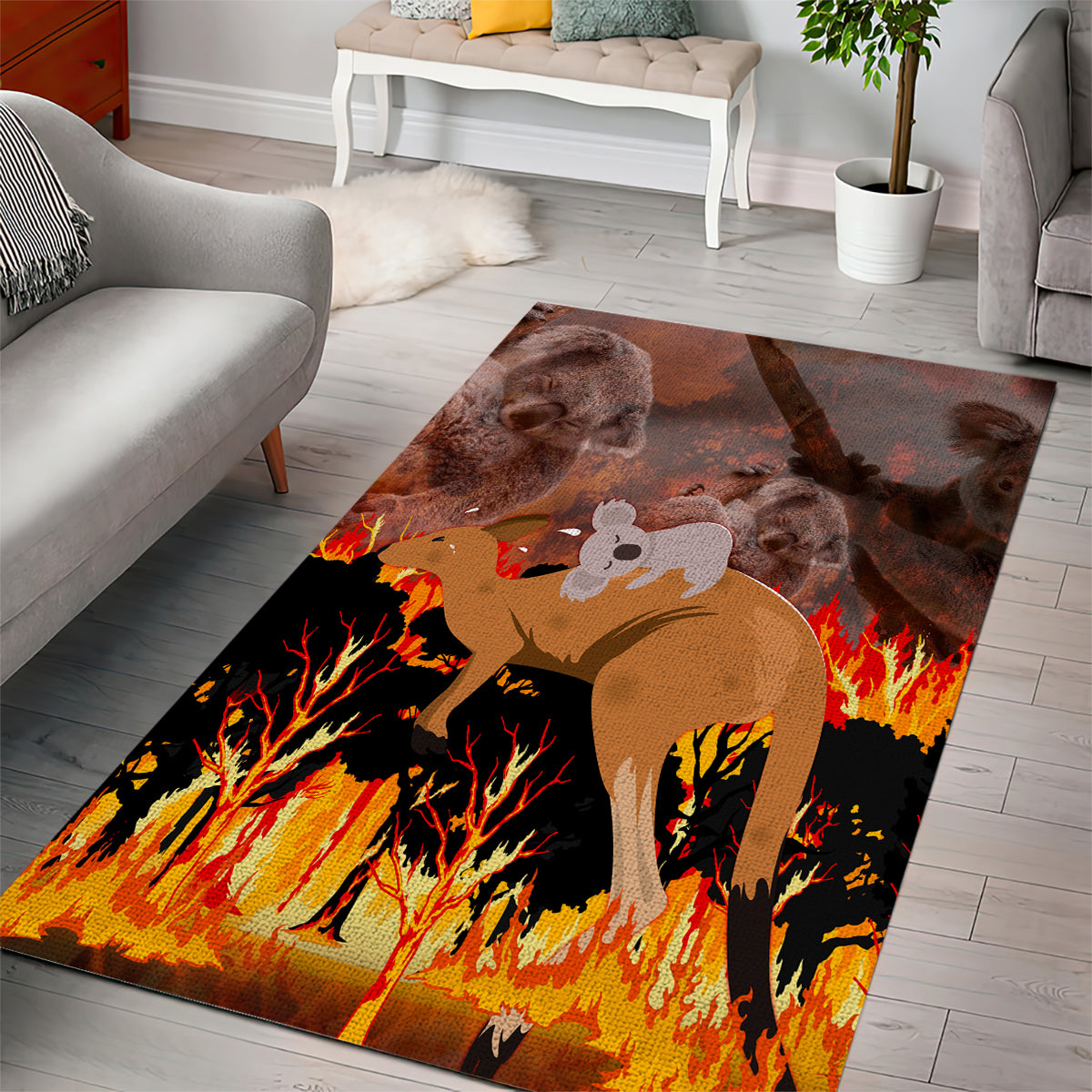 Save Wildlife Australia Area Rug Bushfire Awareness - Vibe Hoodie Shop