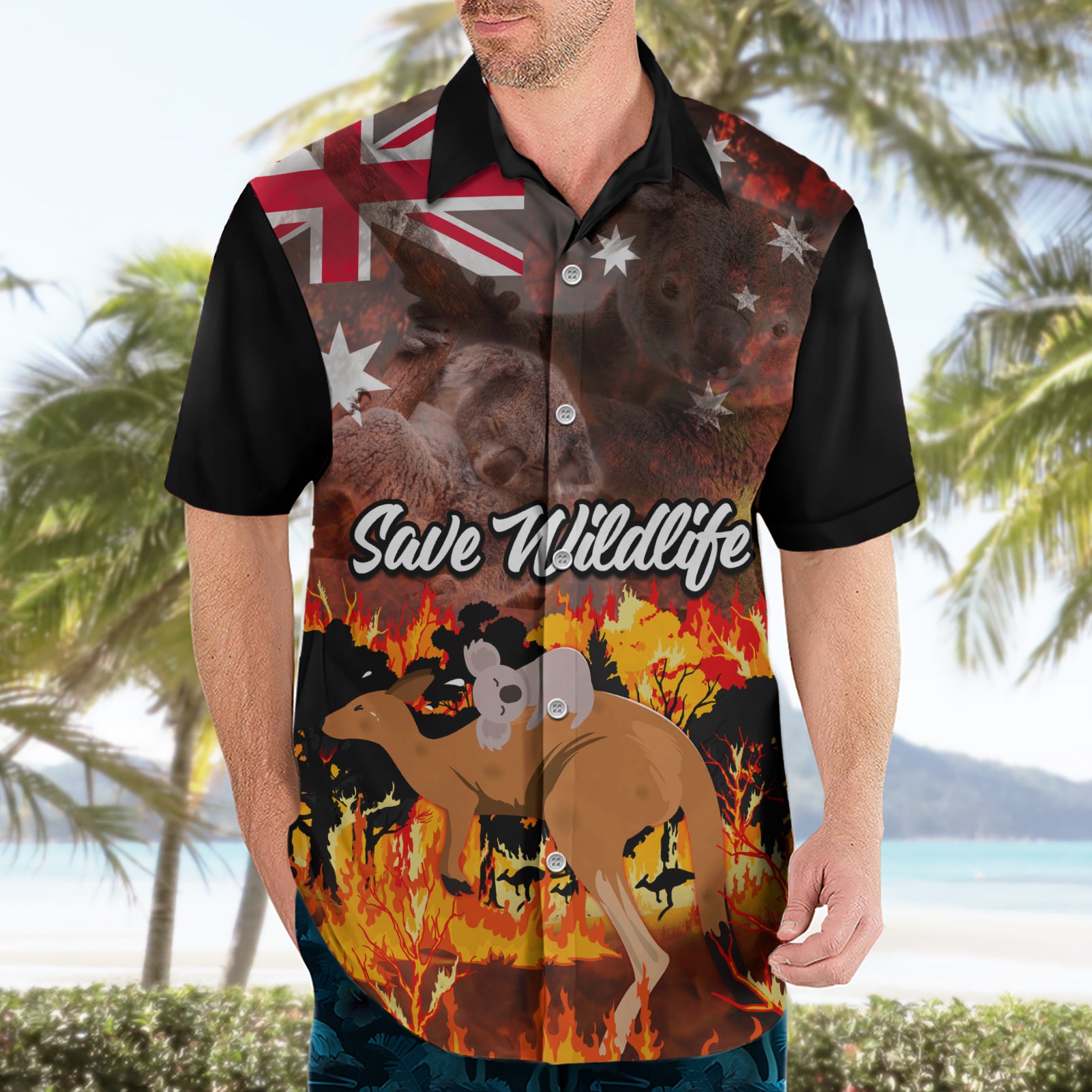 Save Wildlife Australia Hawaiian Shirt Bushfire Awareness - Vibe Hoodie Shop