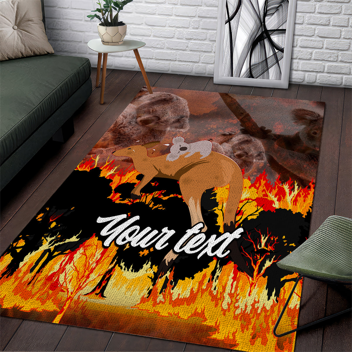 Personalised Save Wildlife Australia Area Rug Bushfire Awareness - Vibe Hoodie Shop