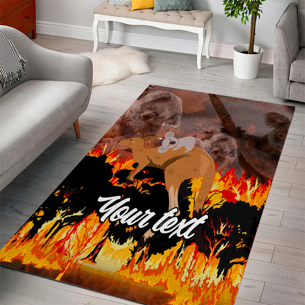 Personalised Save Wildlife Australia Area Rug Bushfire Awareness - Vibe Hoodie Shop