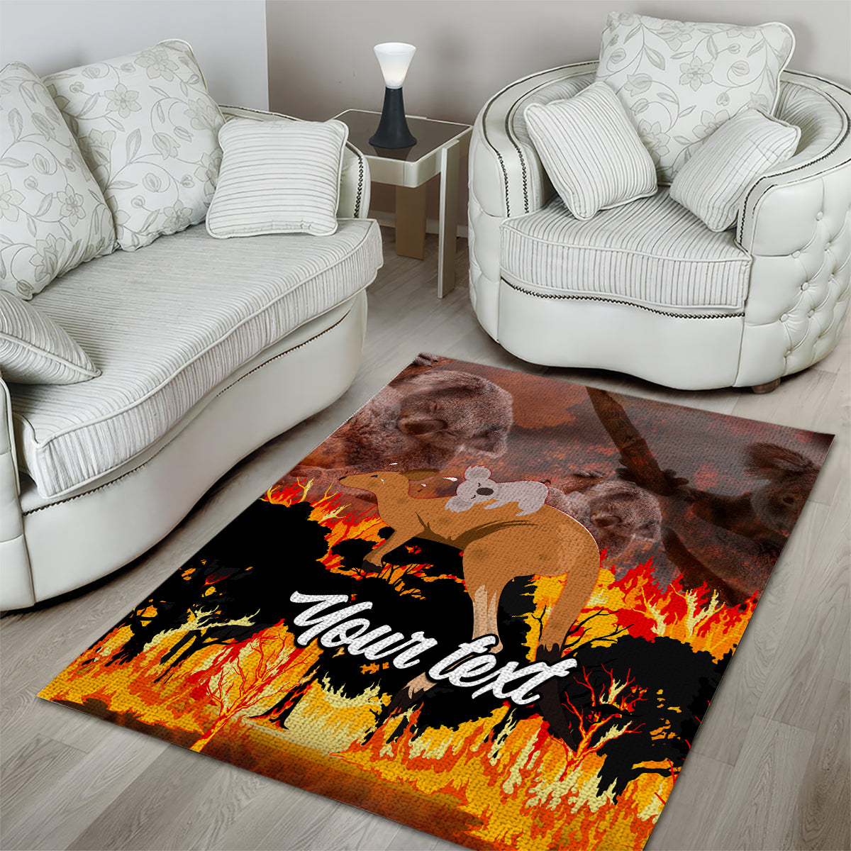 Personalised Save Wildlife Australia Area Rug Bushfire Awareness - Vibe Hoodie Shop