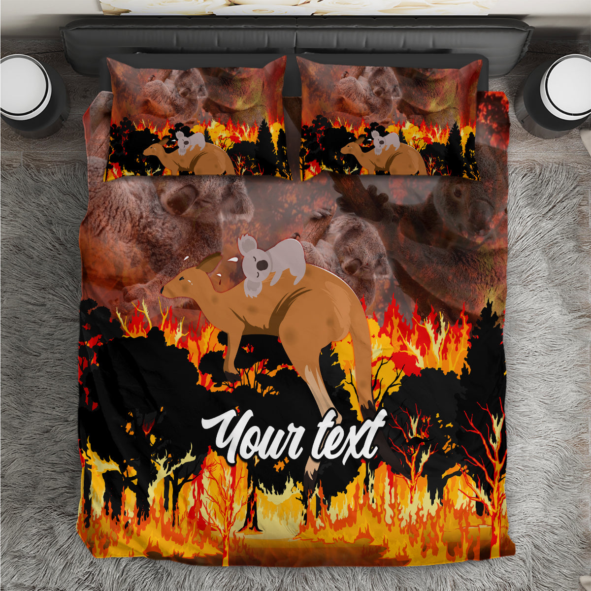 Personalised Save Wildlife Australia Bedding Set Bushfire Awareness - Vibe Hoodie Shop
