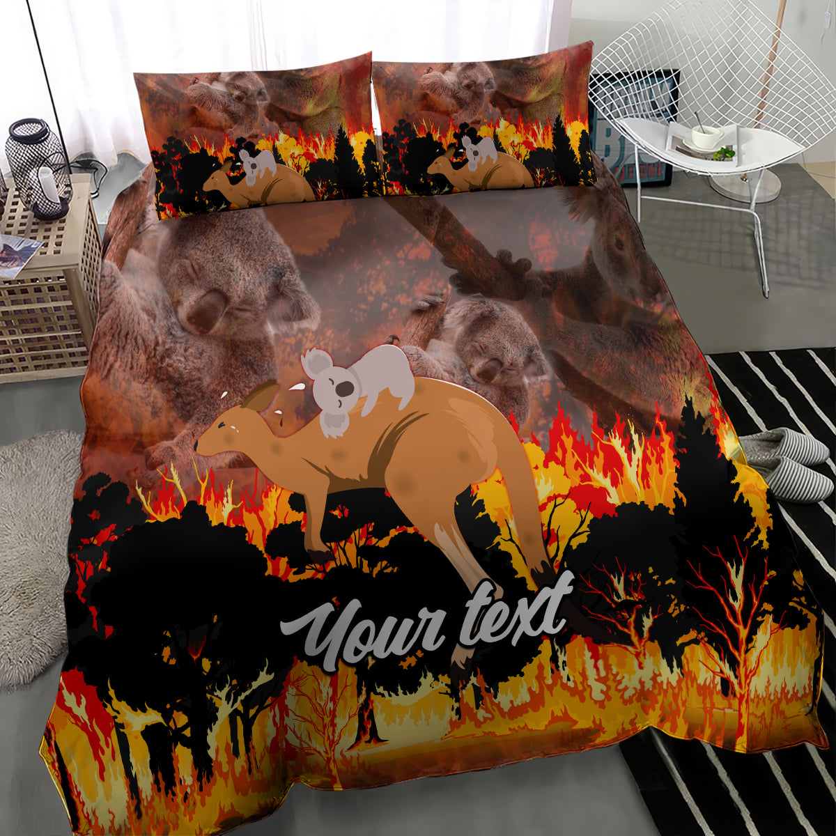 Personalised Save Wildlife Australia Bedding Set Bushfire Awareness - Vibe Hoodie Shop