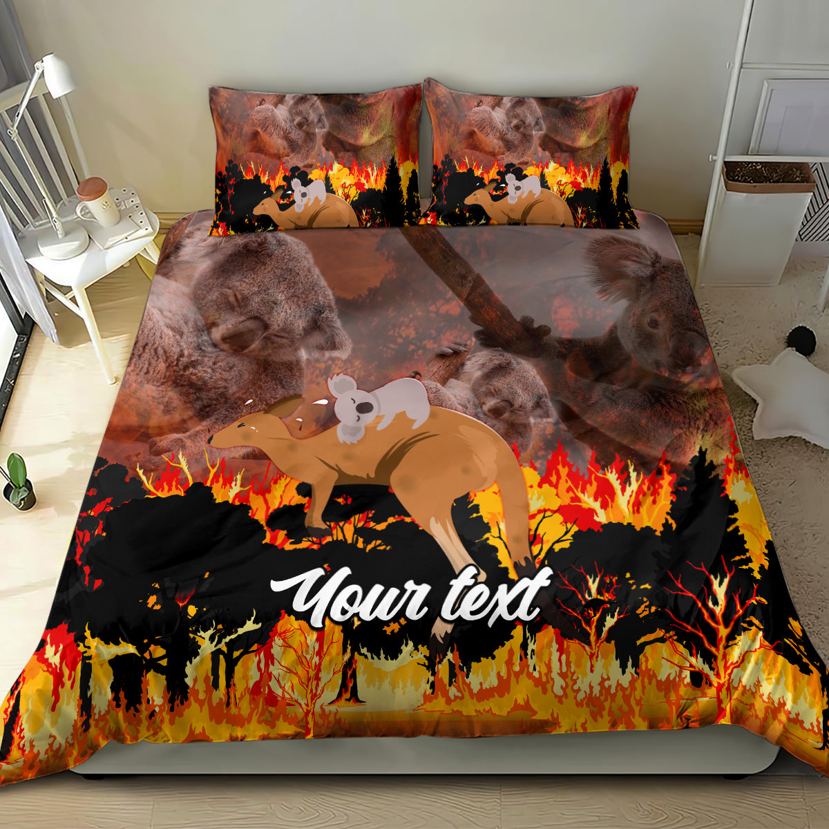 Personalised Save Wildlife Australia Bedding Set Bushfire Awareness - Vibe Hoodie Shop