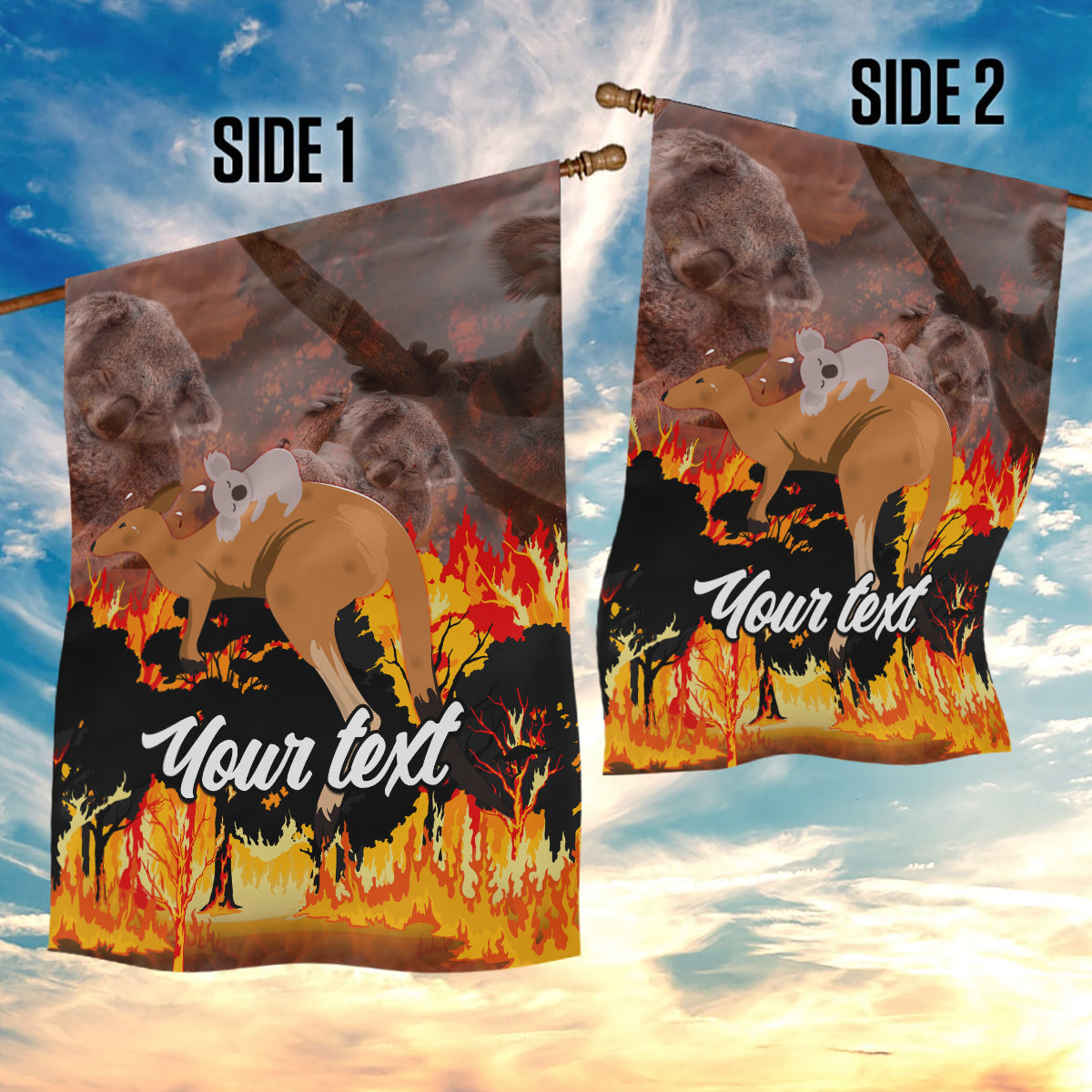 Personalised Save Wildlife Australia Garden Flag Bushfire Awareness - Vibe Hoodie Shop