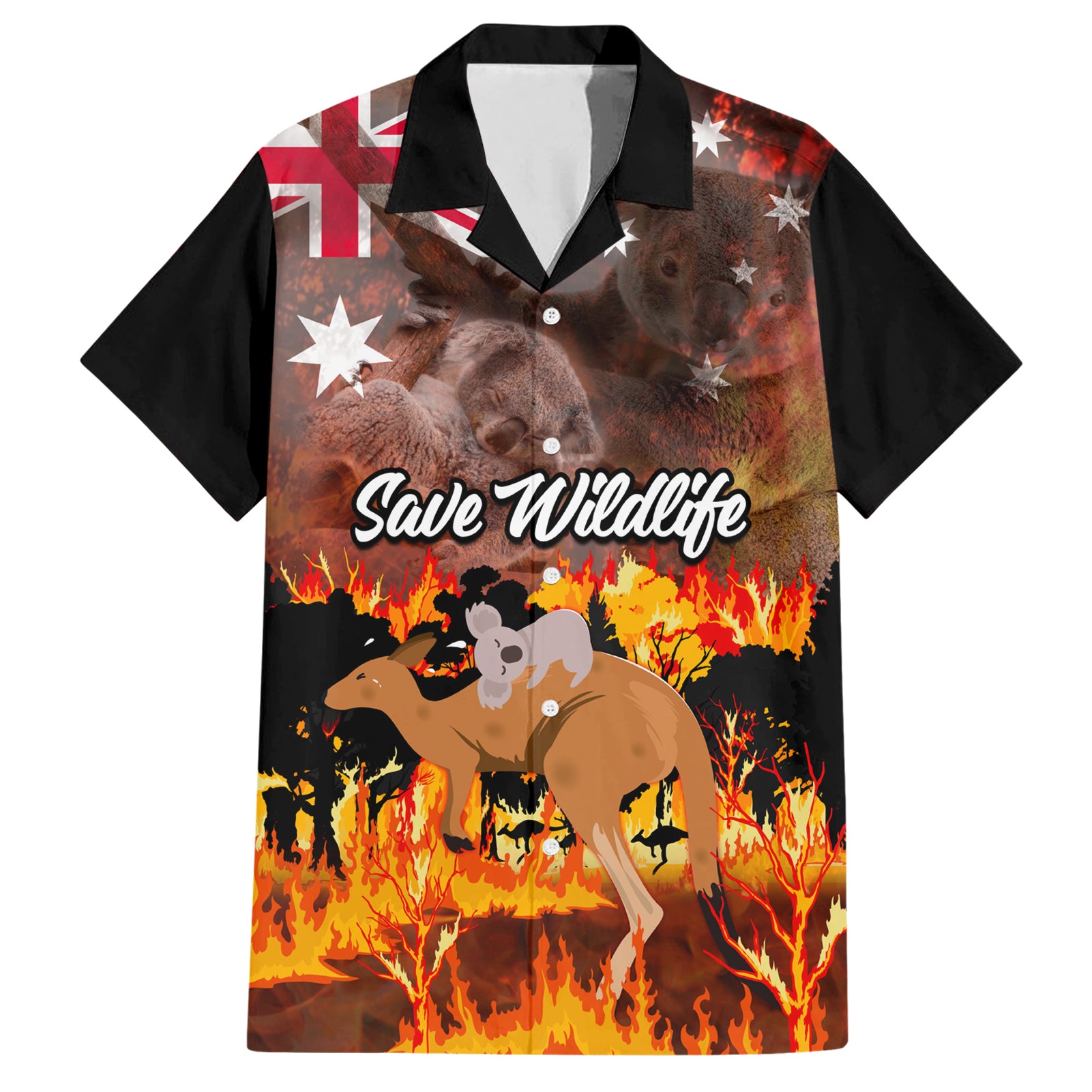 Personalised Save Wildlife Australia Hawaiian Shirt Bushfire Awareness - Vibe Hoodie Shop