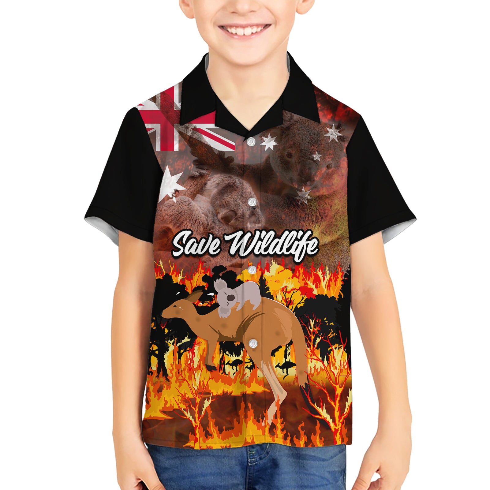 Personalised Save Wildlife Australia Hawaiian Shirt Bushfire Awareness - Vibe Hoodie Shop