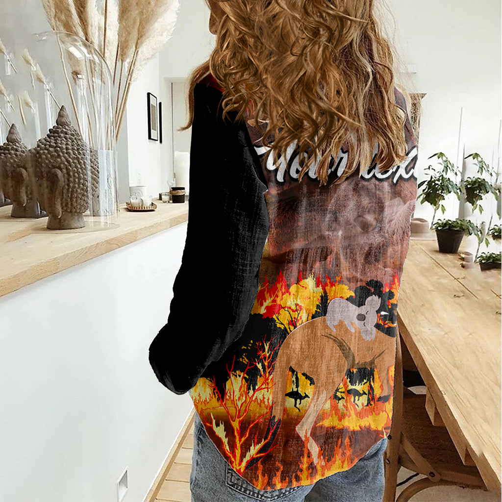 Personalised Save Wildlife Australia Women Casual Shirt Bushfire Awareness - Vibe Hoodie Shop