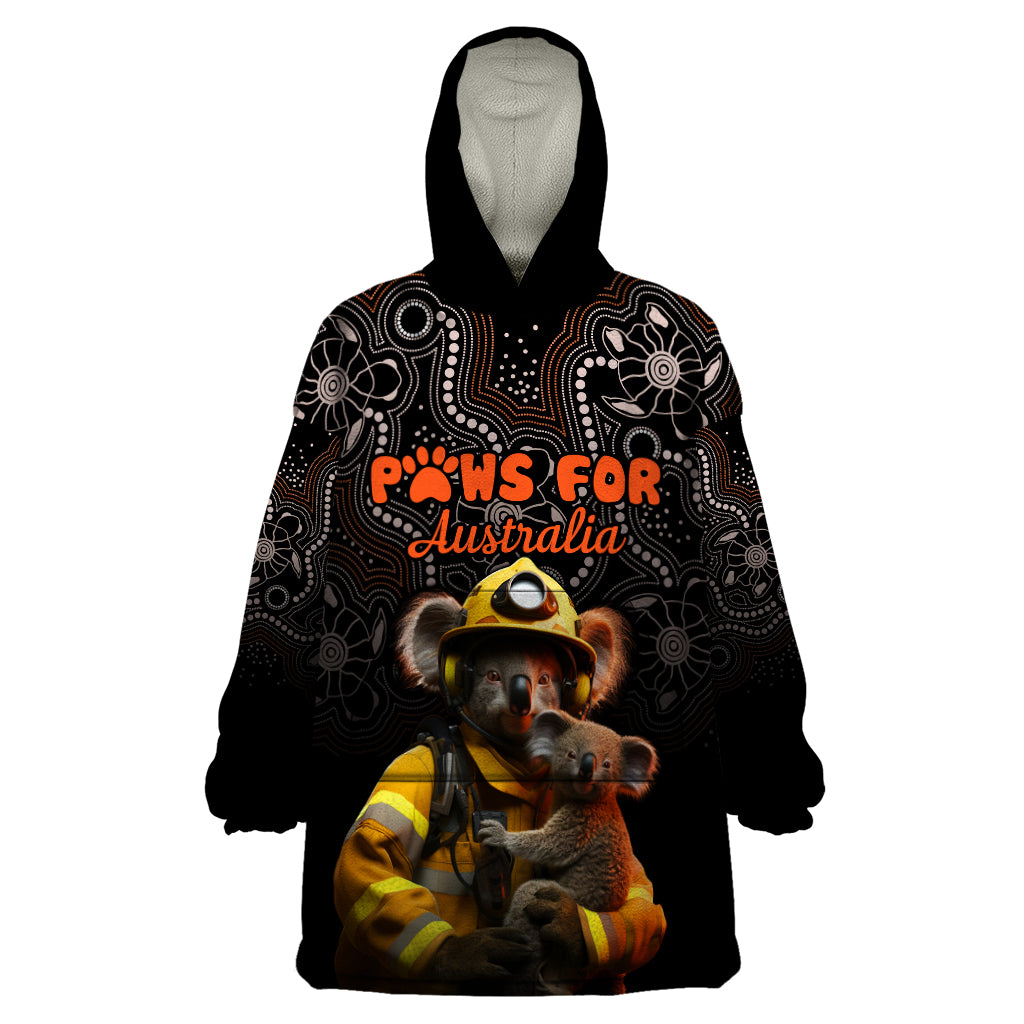 Paws For Australia Wearable Blanket Hoodie Bushfire Awareness Indigenous Aboriginal - Vibe Hoodie Shop