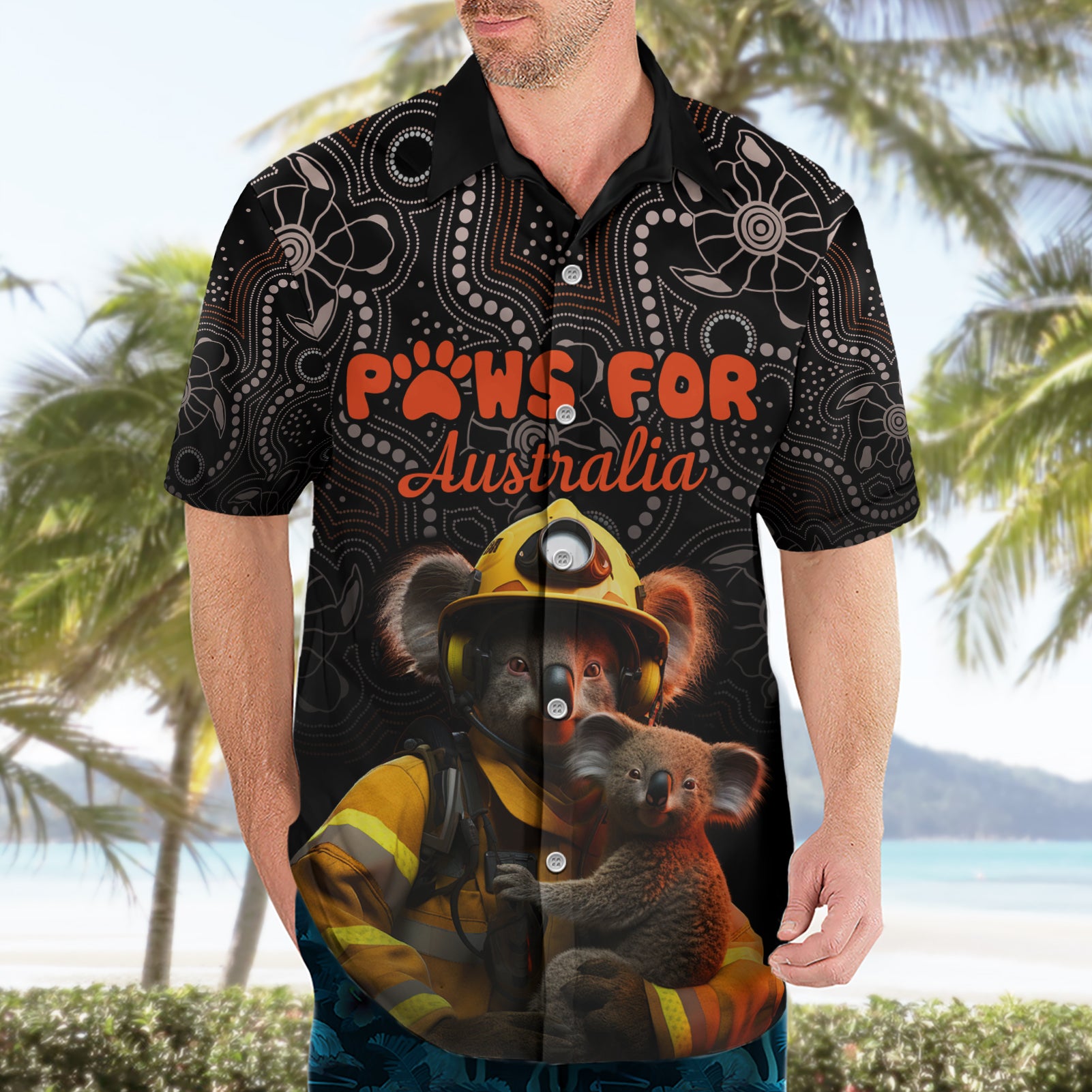 Personalised Paws For Australia Hawaiian Shirt Bushfire Awareness Indigenous Aboriginal - Vibe Hoodie Shop