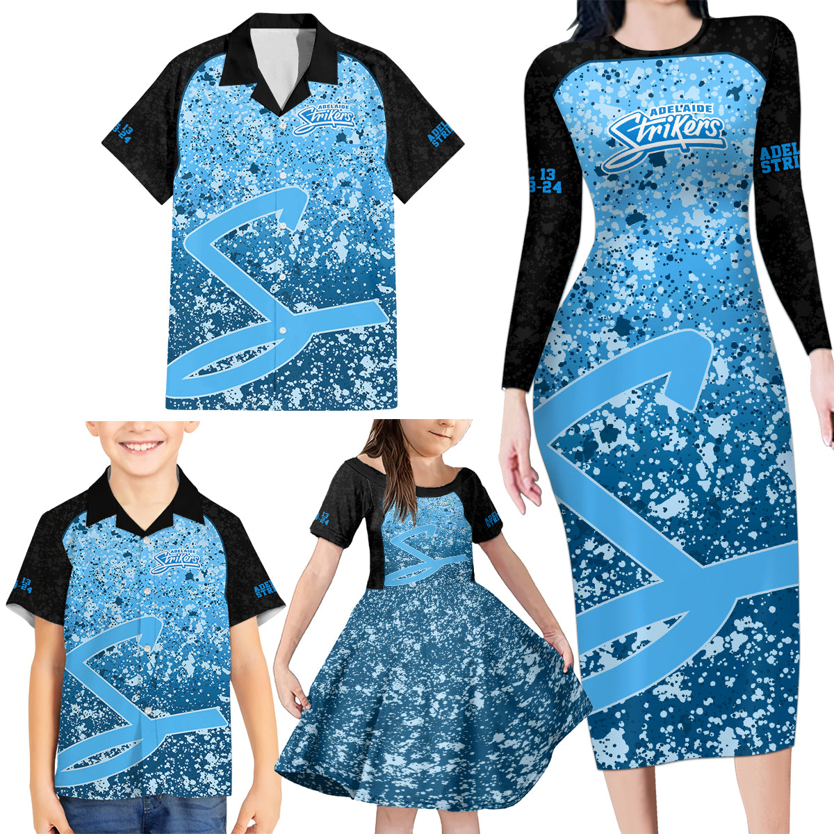 adelaide-strikers-custom-family-matching-long-sleeve-bodycon-dress-and-hawaiian-shirt-bbl-cricket-team-2024