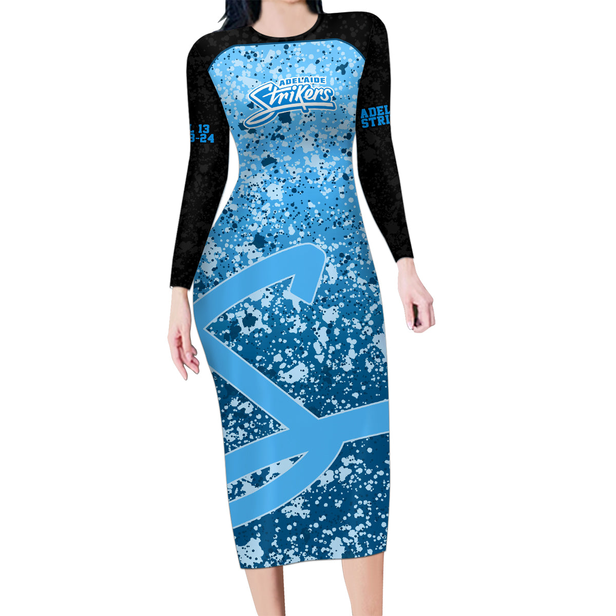 adelaide-strikers-custom-family-matching-long-sleeve-bodycon-dress-and-hawaiian-shirt-bbl-cricket-team-2024