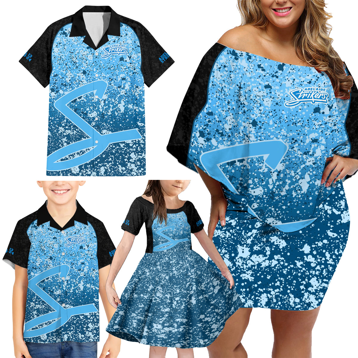 adelaide-strikers-custom-family-matching-off-shoulder-short-dress-and-hawaiian-shirt-bbl-cricket-team-2024