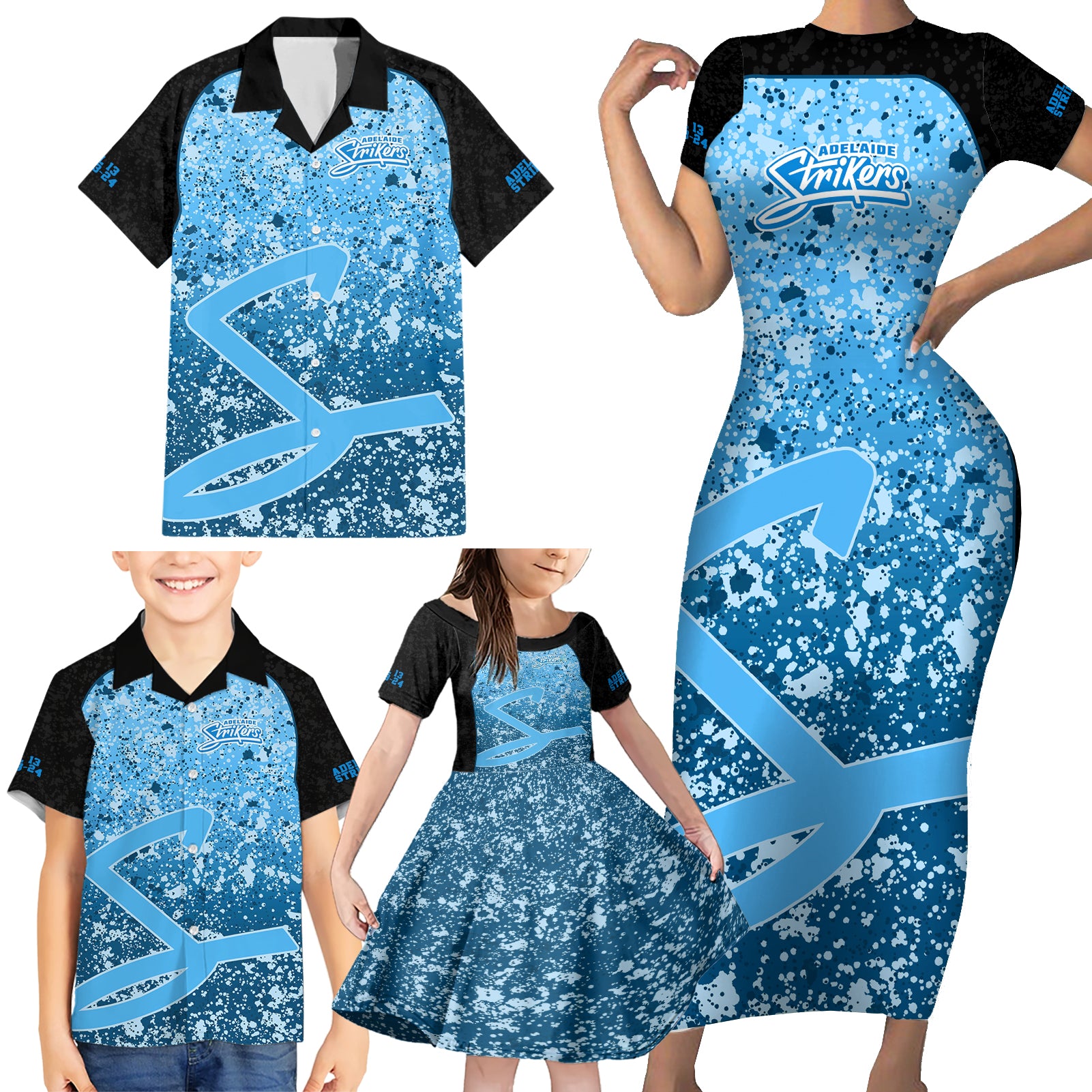 adelaide-strikers-custom-family-matching-short-sleeve-bodycon-dress-and-hawaiian-shirt-bbl-cricket-team-2024