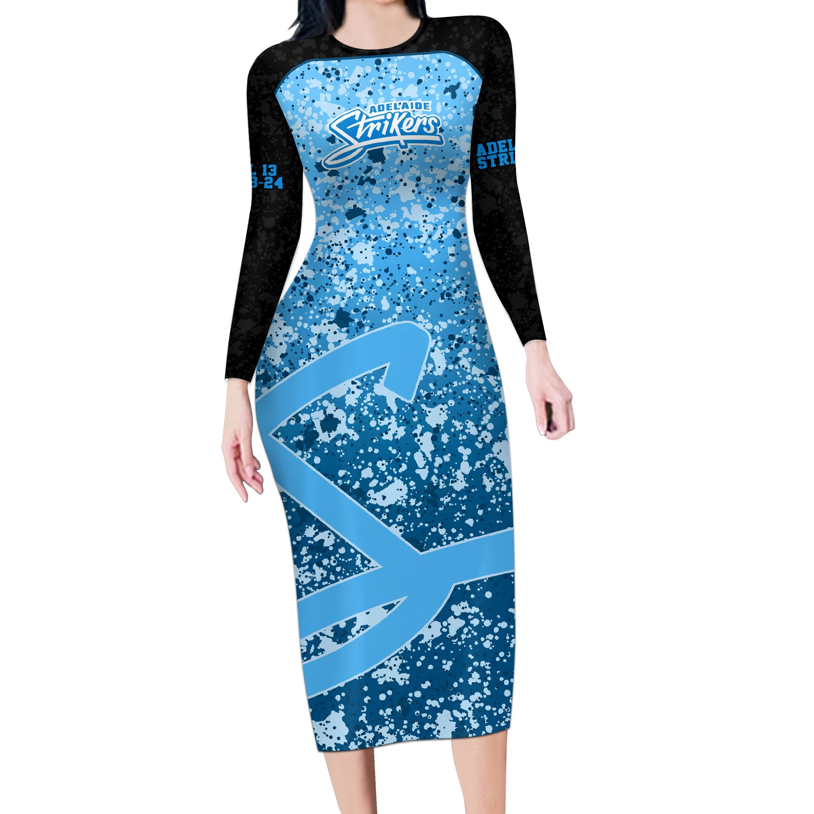 adelaide-strikers-custom-long-sleeve-bodycon-dress-bbl-cricket-team-2024