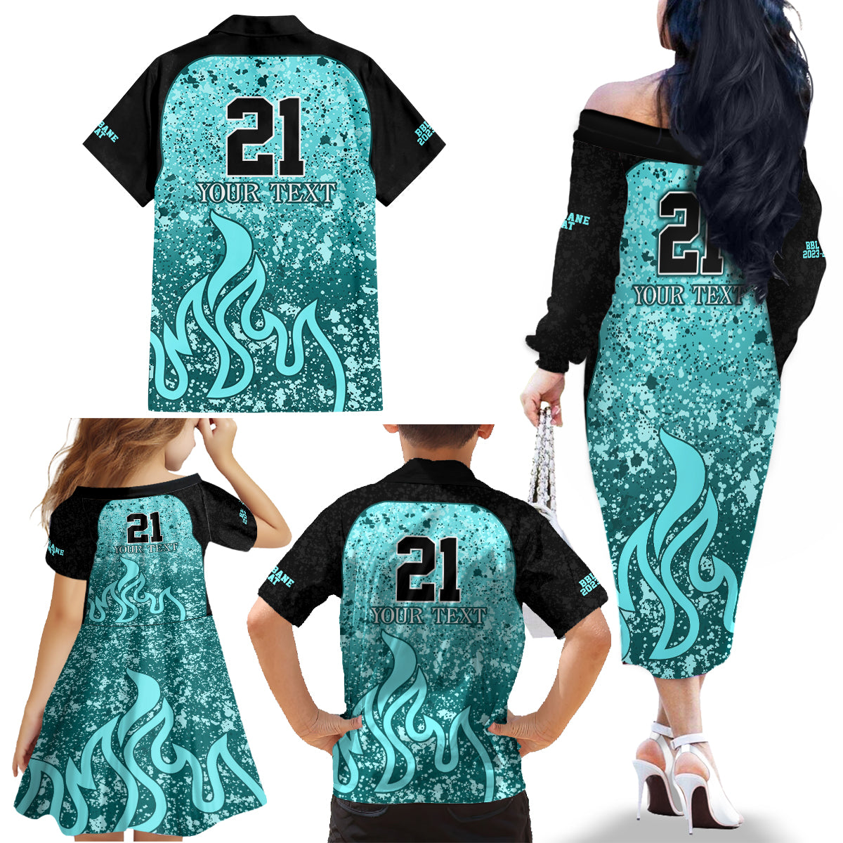 brisbane-heat-custom-family-matching-off-shoulder-long-sleeve-dress-and-hawaiian-shirt-bbl-cricket-team-2024