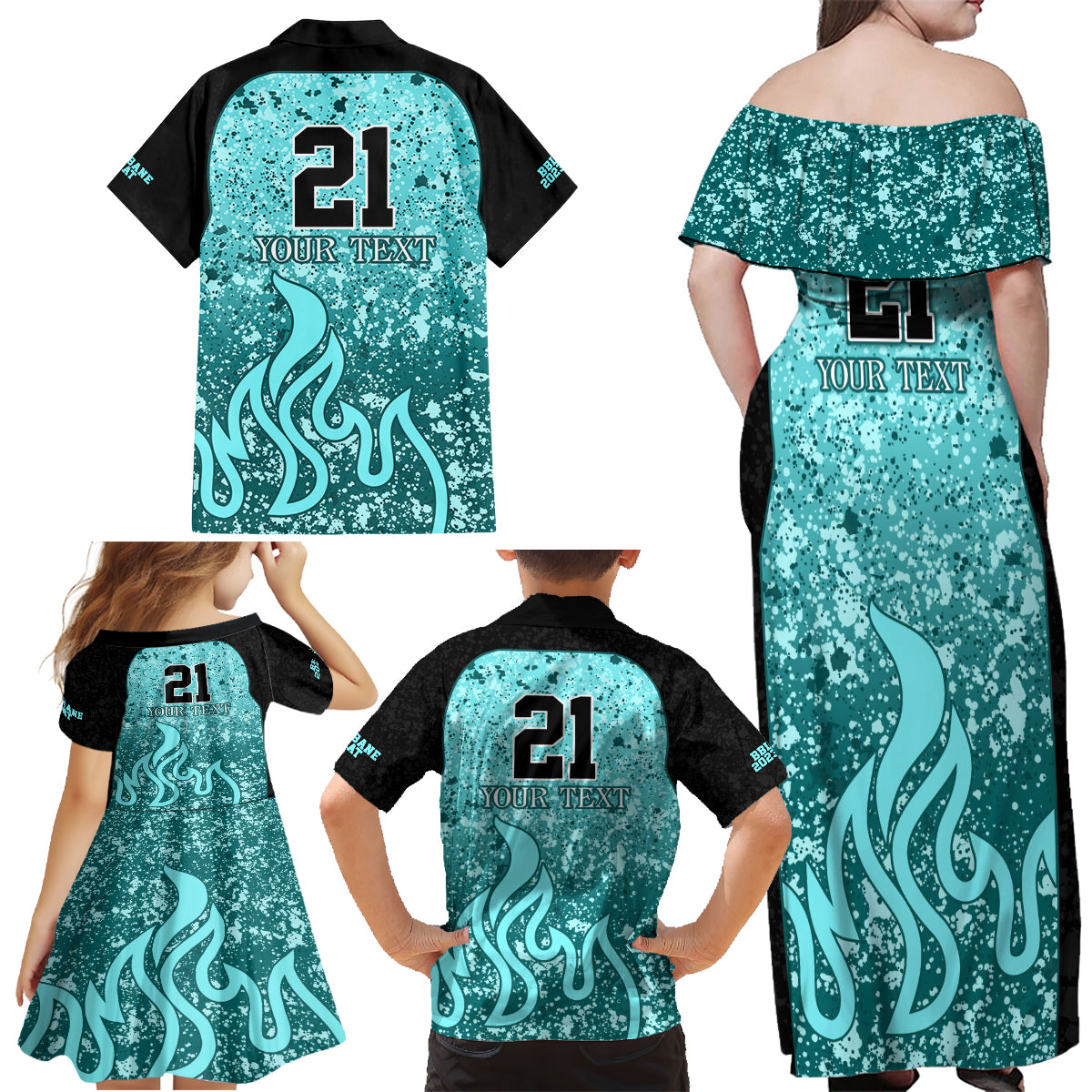 brisbane-heat-custom-family-matching-off-shoulder-maxi-dress-and-hawaiian-shirt-bbl-cricket-team-2024