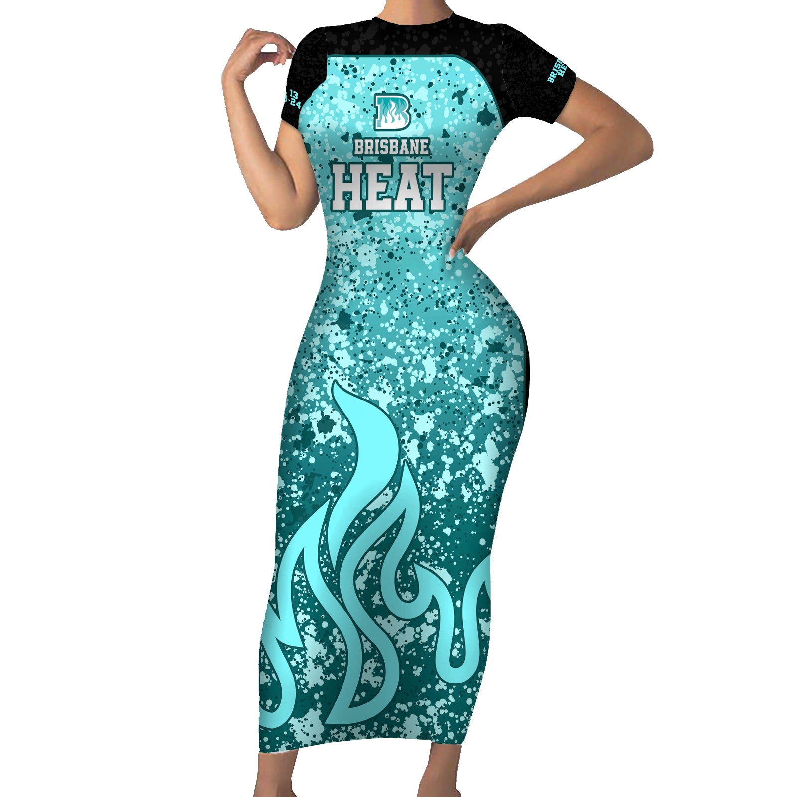 brisbane-heat-custom-family-matching-short-sleeve-bodycon-dress-and-hawaiian-shirt-bbl-cricket-team-2024