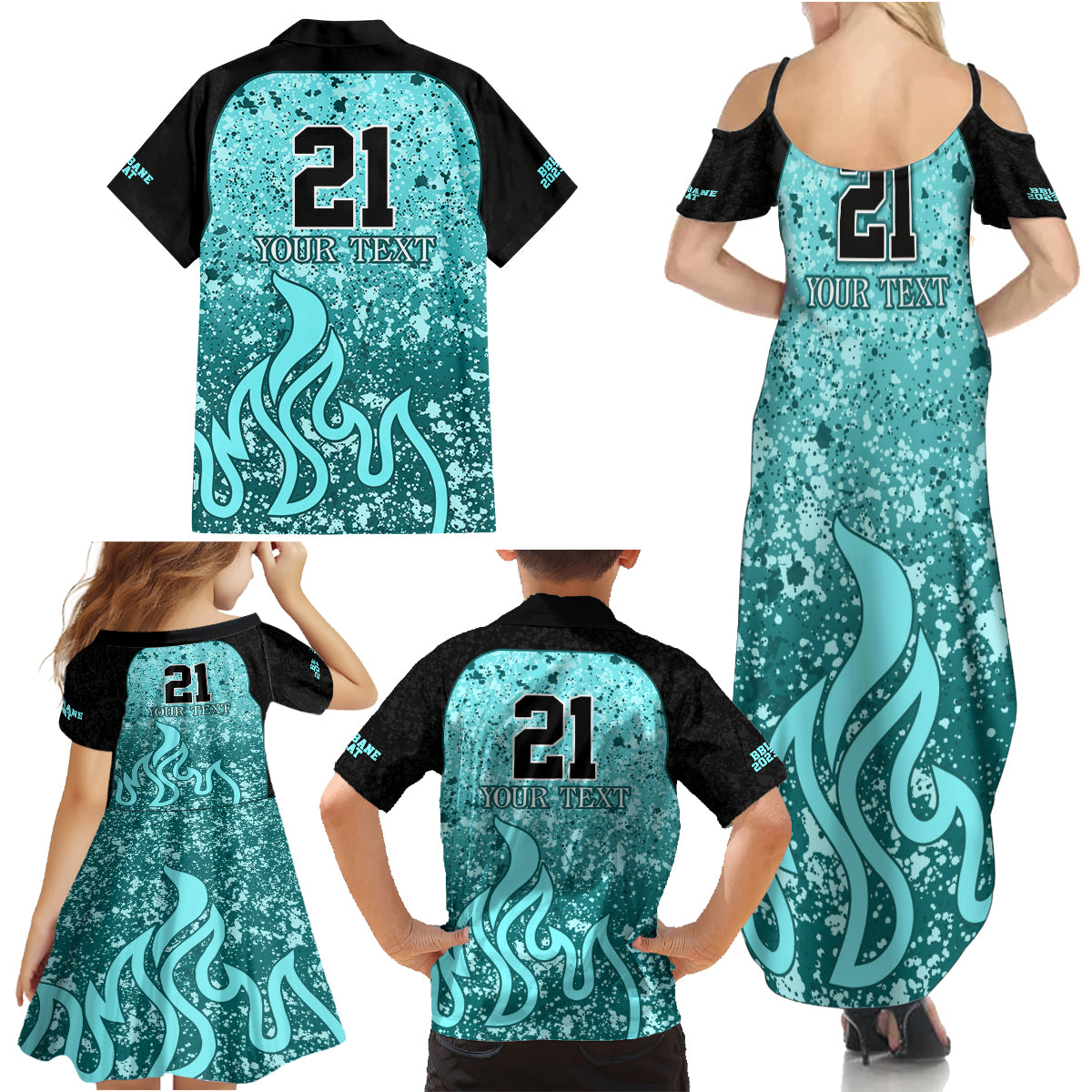 brisbane-heat-custom-family-matching-summer-maxi-dress-and-hawaiian-shirt-bbl-cricket-team-2024