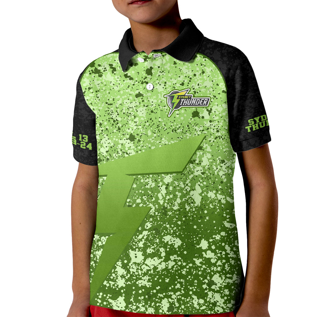 Sydney Thunder Custom Kid Polo Shirt BBL Cricket Team 2024 - Vibe Hoodie Shop