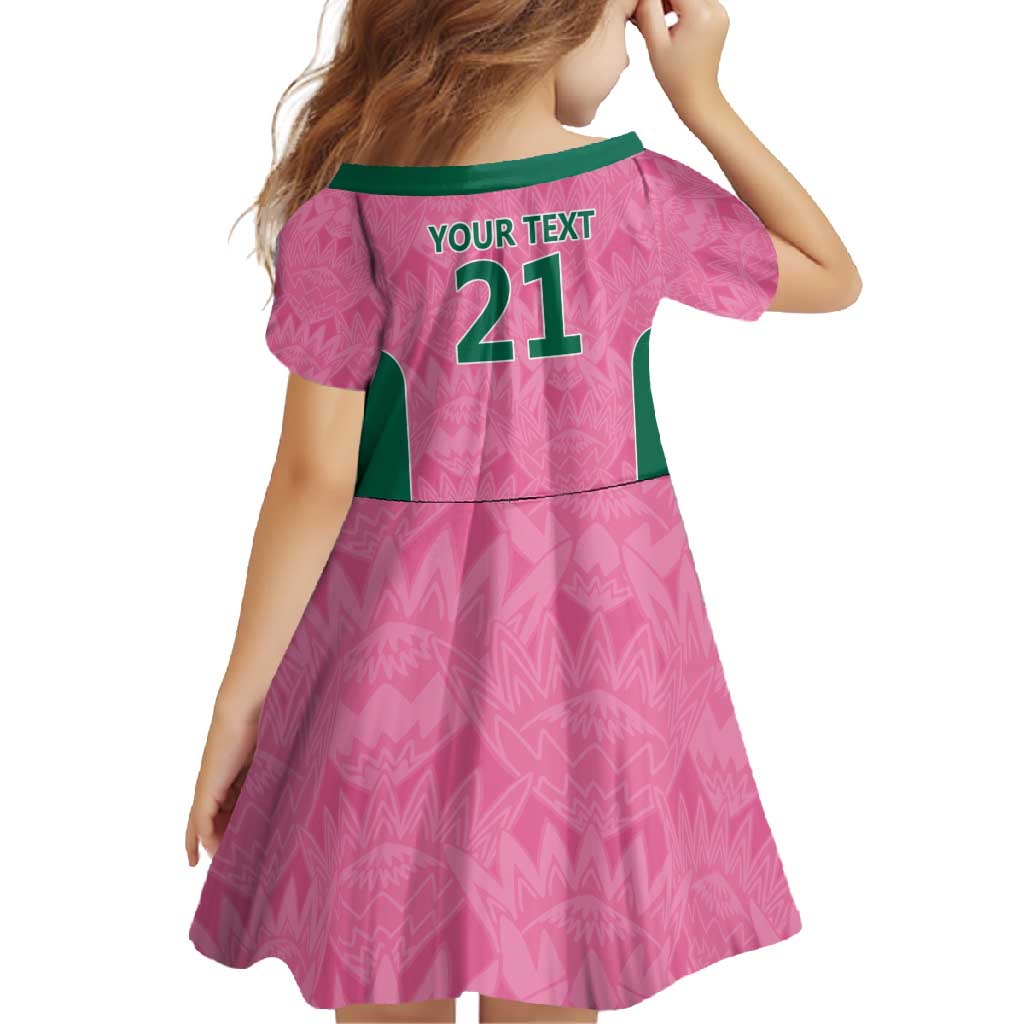 Pink South Africa Cricket Custom Family Matching Long Sleeve Bodycon Dress and Hawaiian Shirt Proteas Be Way Pink