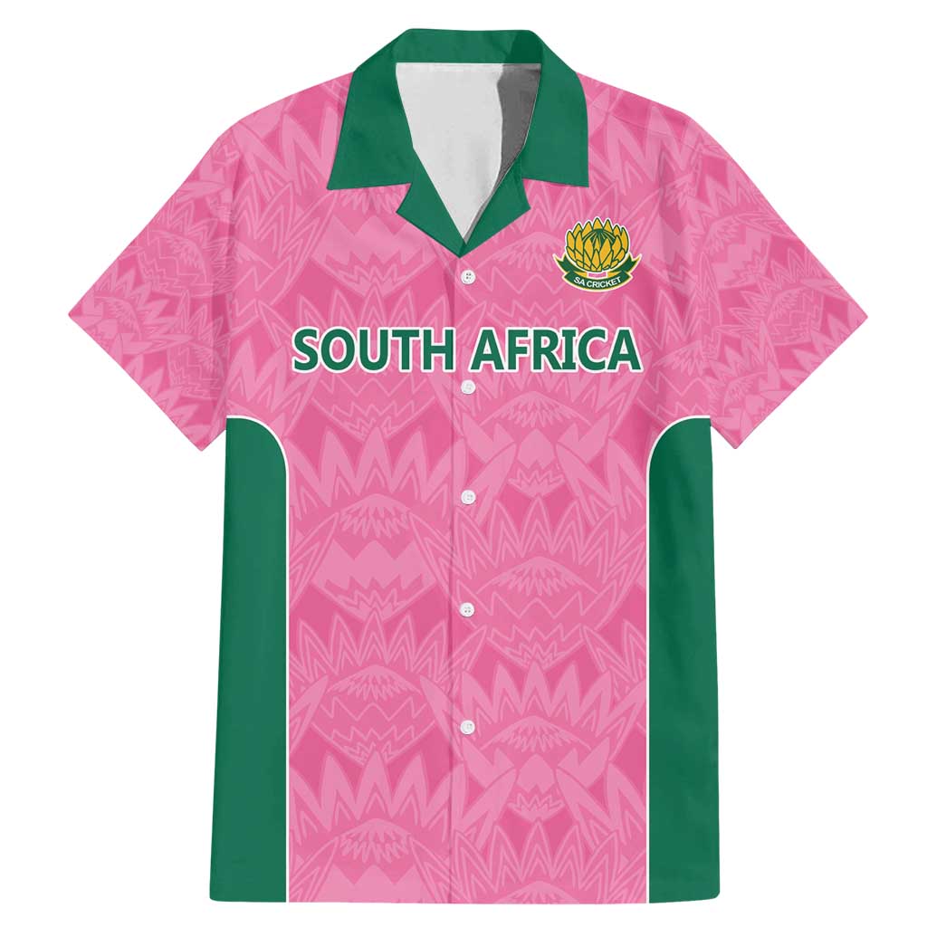 Pink South Africa Cricket Custom Family Matching Mermaid Dress and Hawaiian Shirt Proteas Be Way Pink