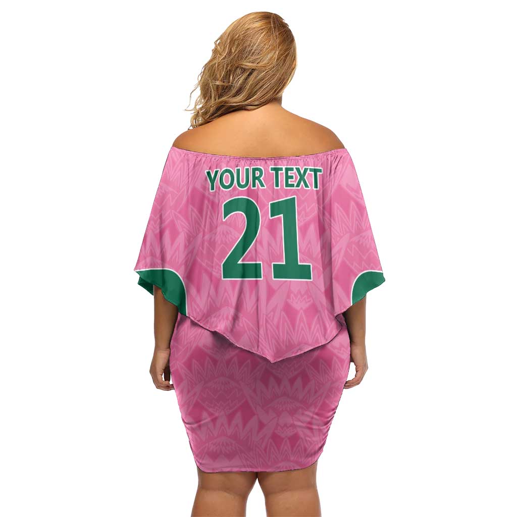 Pink South Africa Cricket Custom Family Matching Off Shoulder Short Dress and Hawaiian Shirt Proteas Be Way Pink