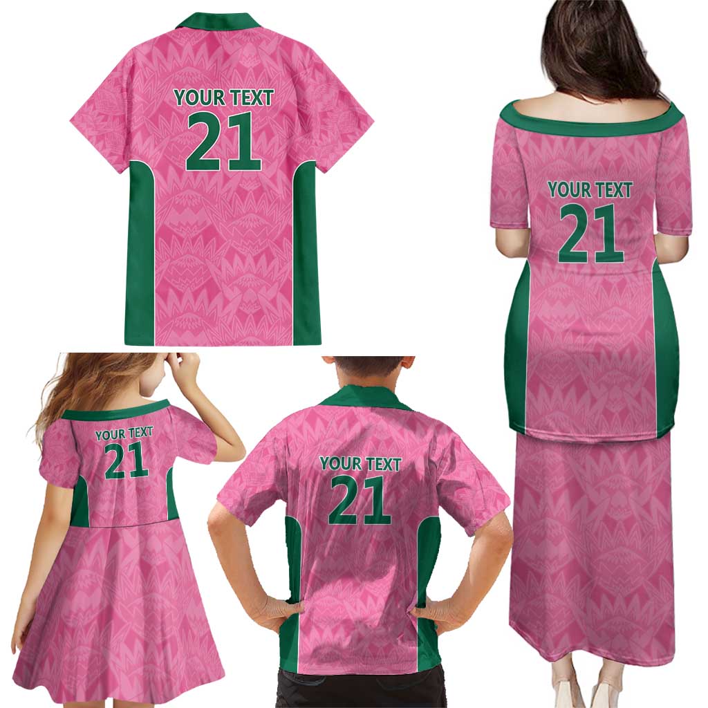 Pink South Africa Cricket Custom Family Matching Puletasi and Hawaiian Shirt Proteas Be Way Pink