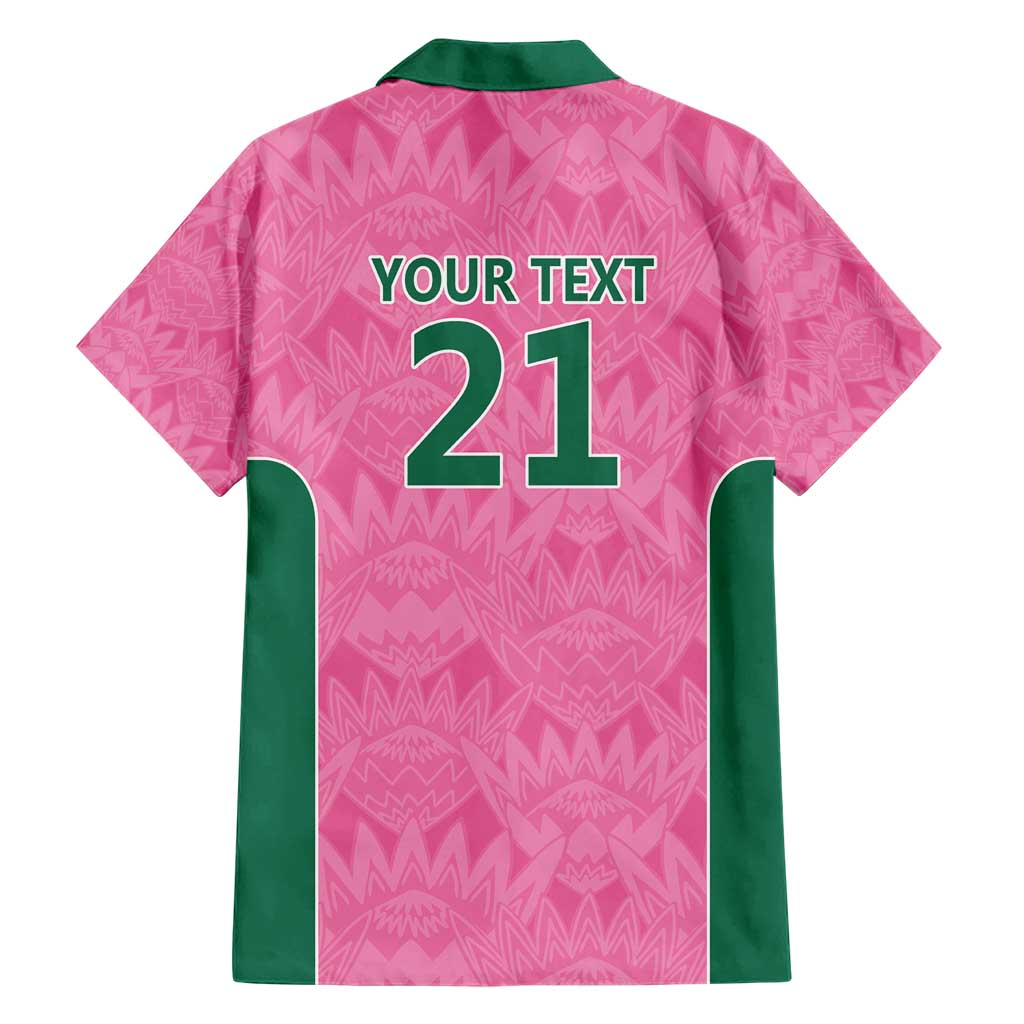 Pink South Africa Cricket Custom Family Matching Short Sleeve Bodycon Dress and Hawaiian Shirt Proteas Be Way Pink