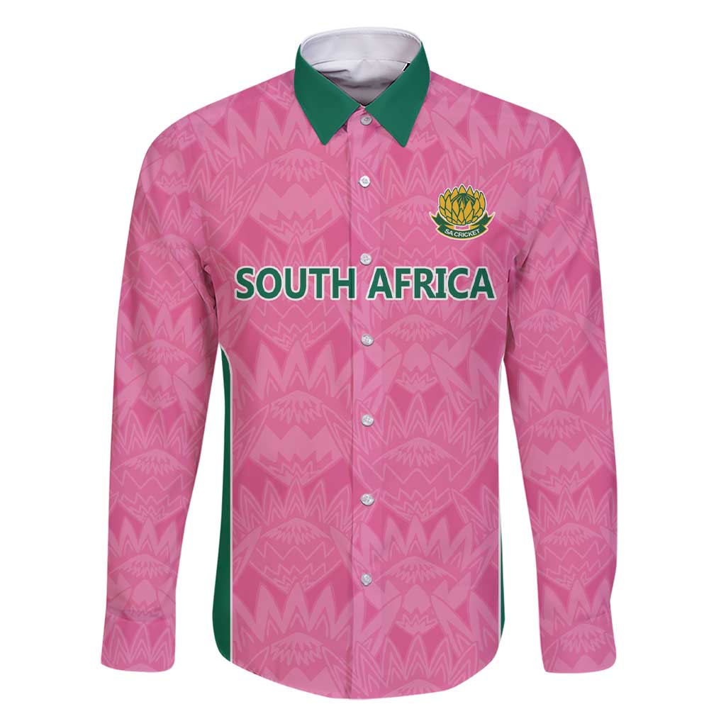 Pink South Africa Cricket Custom Family Matching Short Sleeve Bodycon Dress and Hawaiian Shirt Proteas Be Way Pink