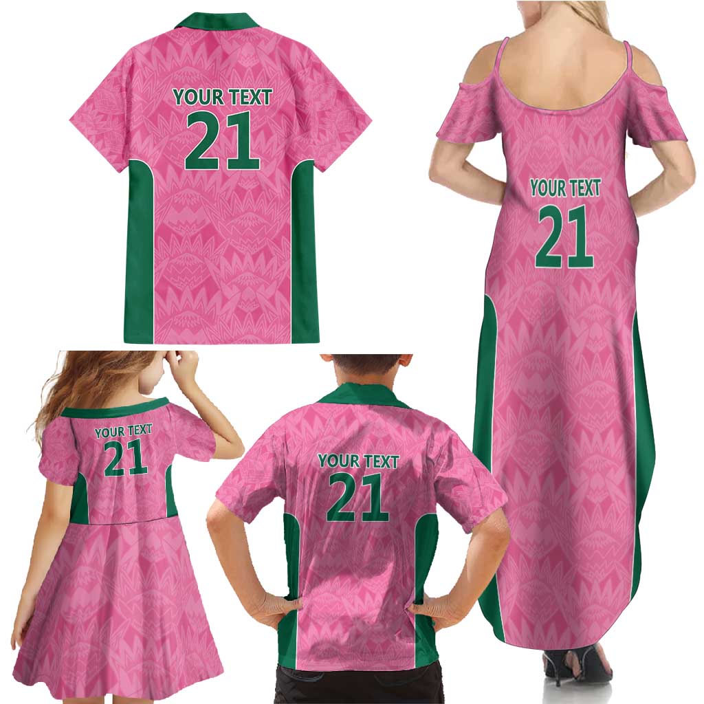 Pink South Africa Cricket Custom Family Matching Summer Maxi Dress and Hawaiian Shirt Proteas Be Way Pink