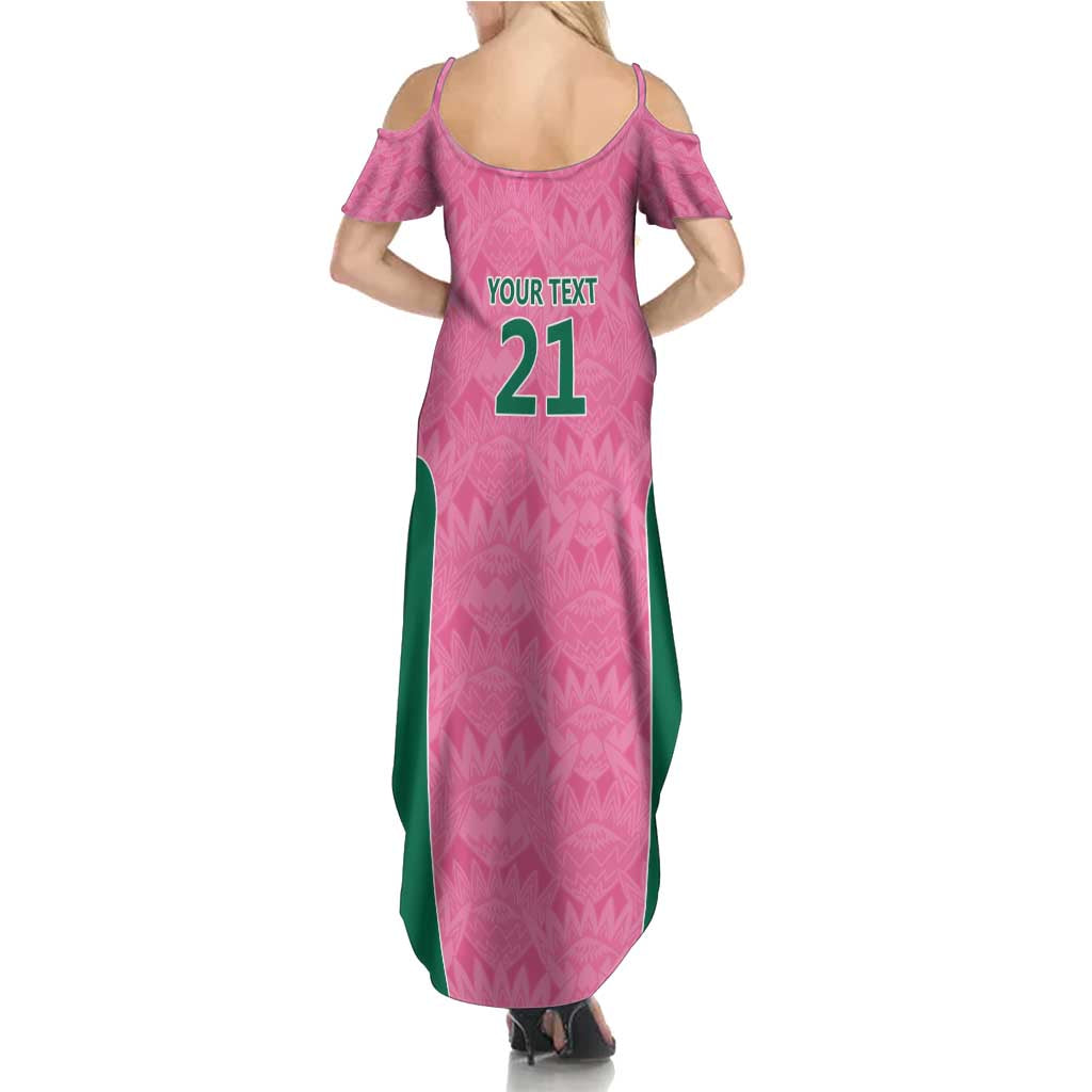 Pink South Africa Cricket Custom Family Matching Summer Maxi Dress and Hawaiian Shirt Proteas Be Way Pink