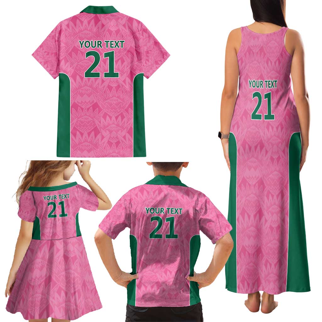 Pink South Africa Cricket Custom Family Matching Tank Maxi Dress and Hawaiian Shirt Proteas Be Way Pink