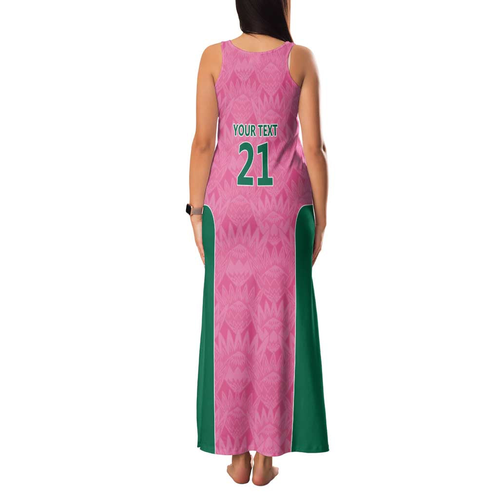 Pink South Africa Cricket Custom Family Matching Tank Maxi Dress and Hawaiian Shirt Proteas Be Way Pink