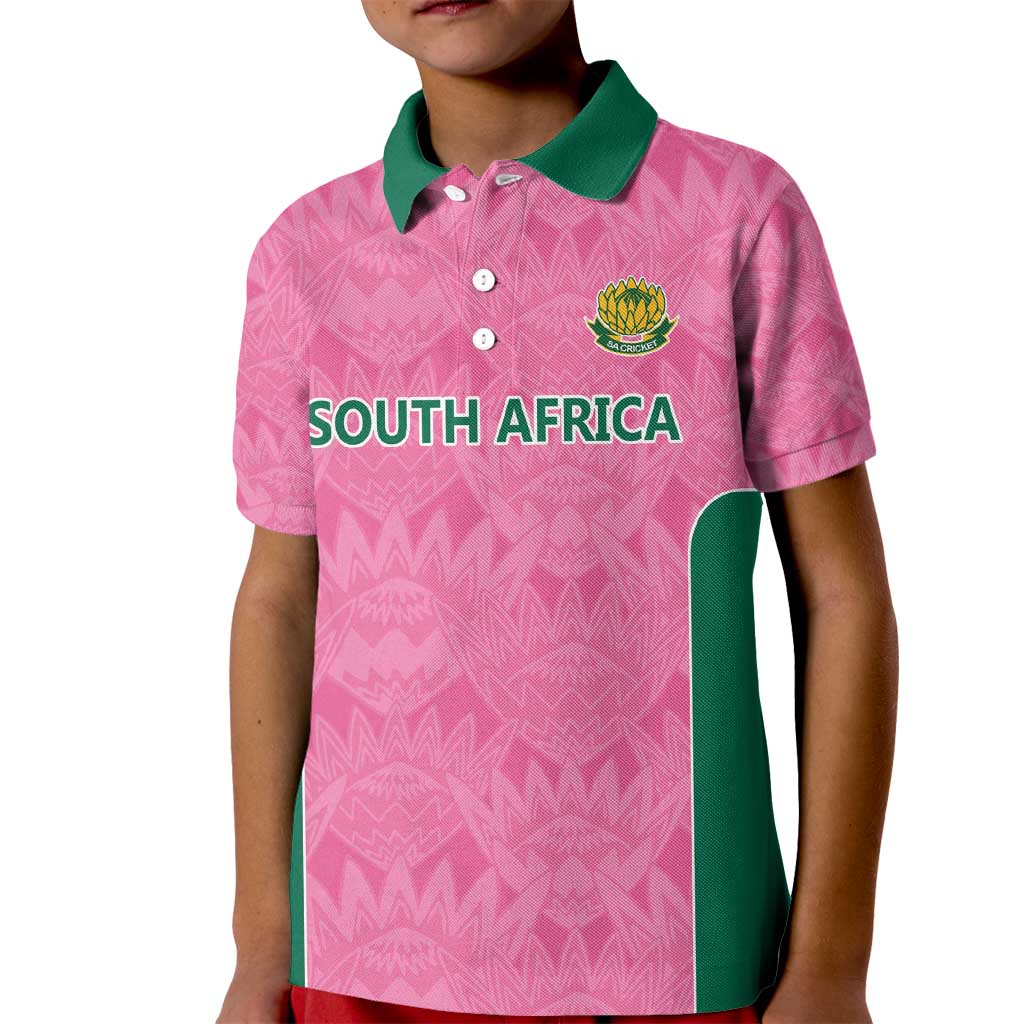 Pink South Africa Cricket Custom Kid Polo Shirt Proteas Be Way Pink - Vibe Hoodie Shop