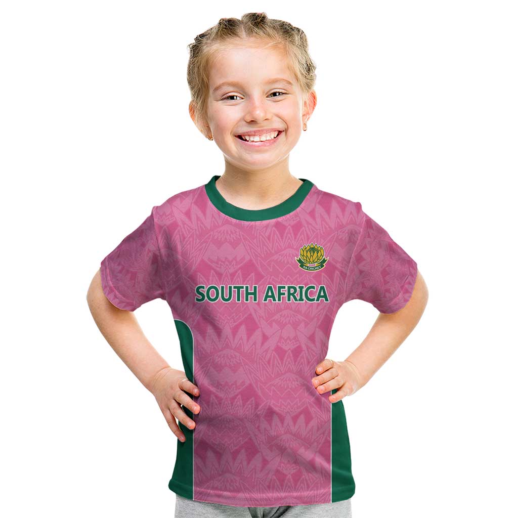 Pink South Africa Cricket Custom Kid T Shirt Proteas Be Way Pink - Vibe Hoodie Shop