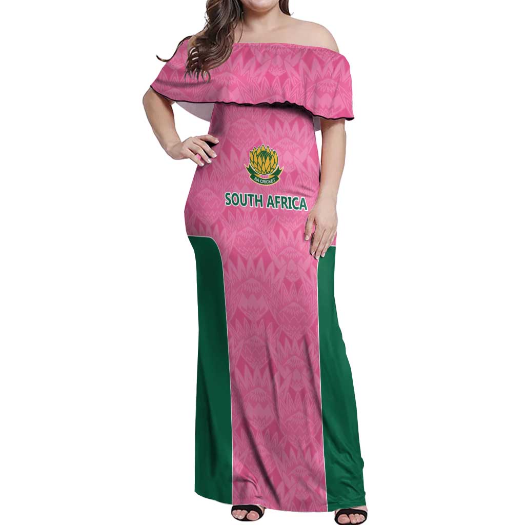 Pink South Africa Cricket Custom Off Shoulder Maxi Dress Proteas Be Way Pink