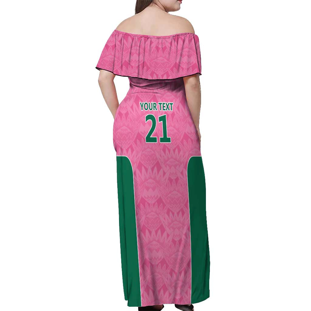 Pink South Africa Cricket Custom Off Shoulder Maxi Dress Proteas Be Way Pink