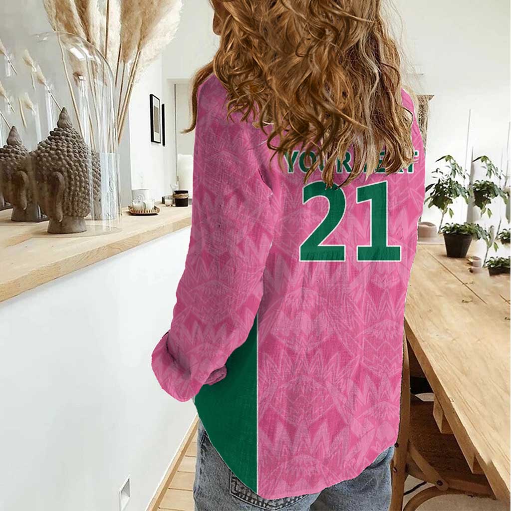 Pink South Africa Cricket Custom Women Casual Shirt Proteas Be Way Pink - Vibe Hoodie Shop