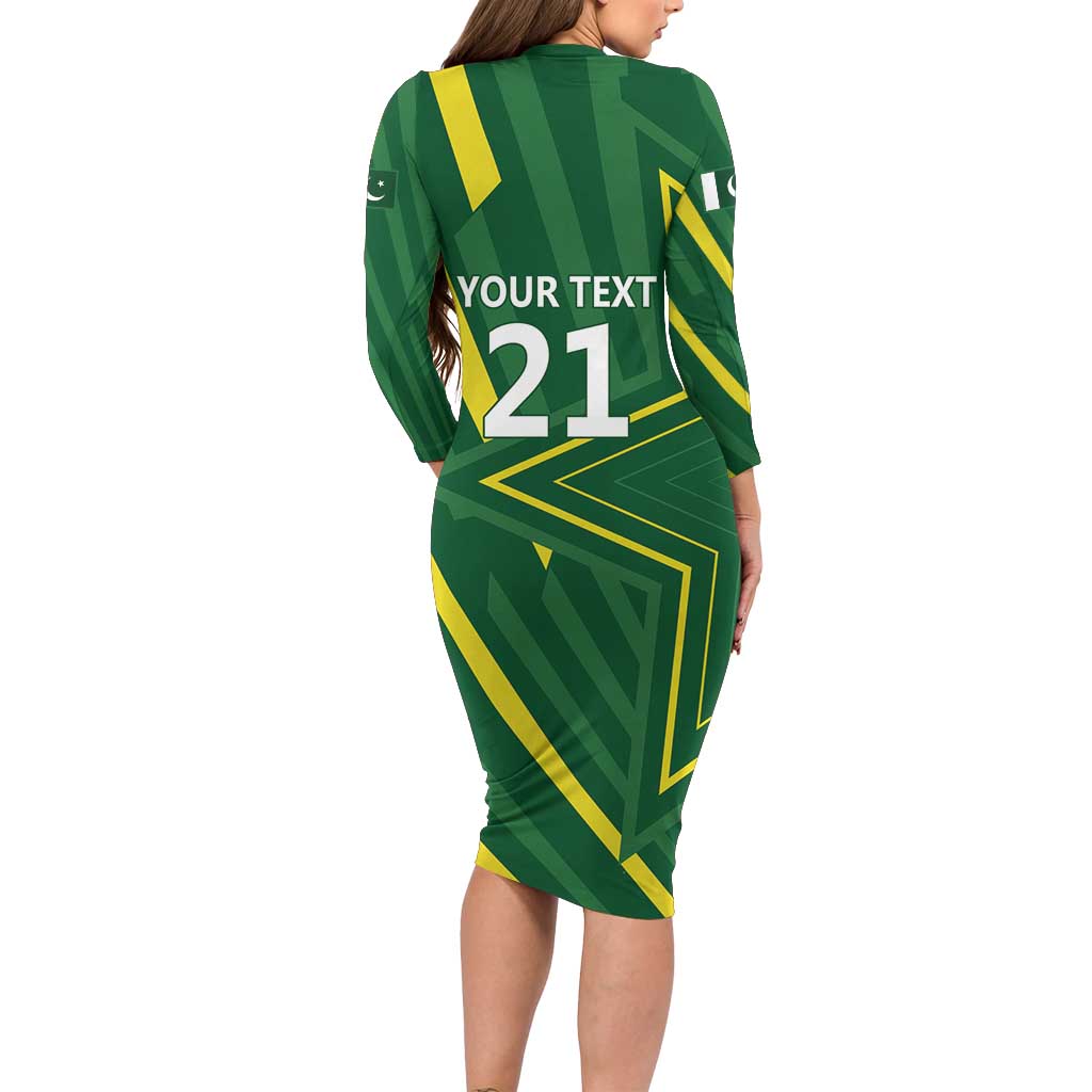 Pakistan Cricket Custom Family Matching Long Sleeve Bodycon Dress and Hawaiian Shirt Shaheen Falcon Go Champions